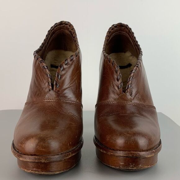 UGG Women Size 8 Jamison Brown Leather 5” Platform Heels-All Leather w/Sheep Fur - Picture 5 of 10